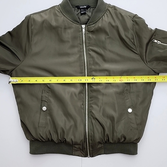 Streetwear Society Women's  Army Green Bomber Zip Up Jacket Size Large - Picture 12 of 13
